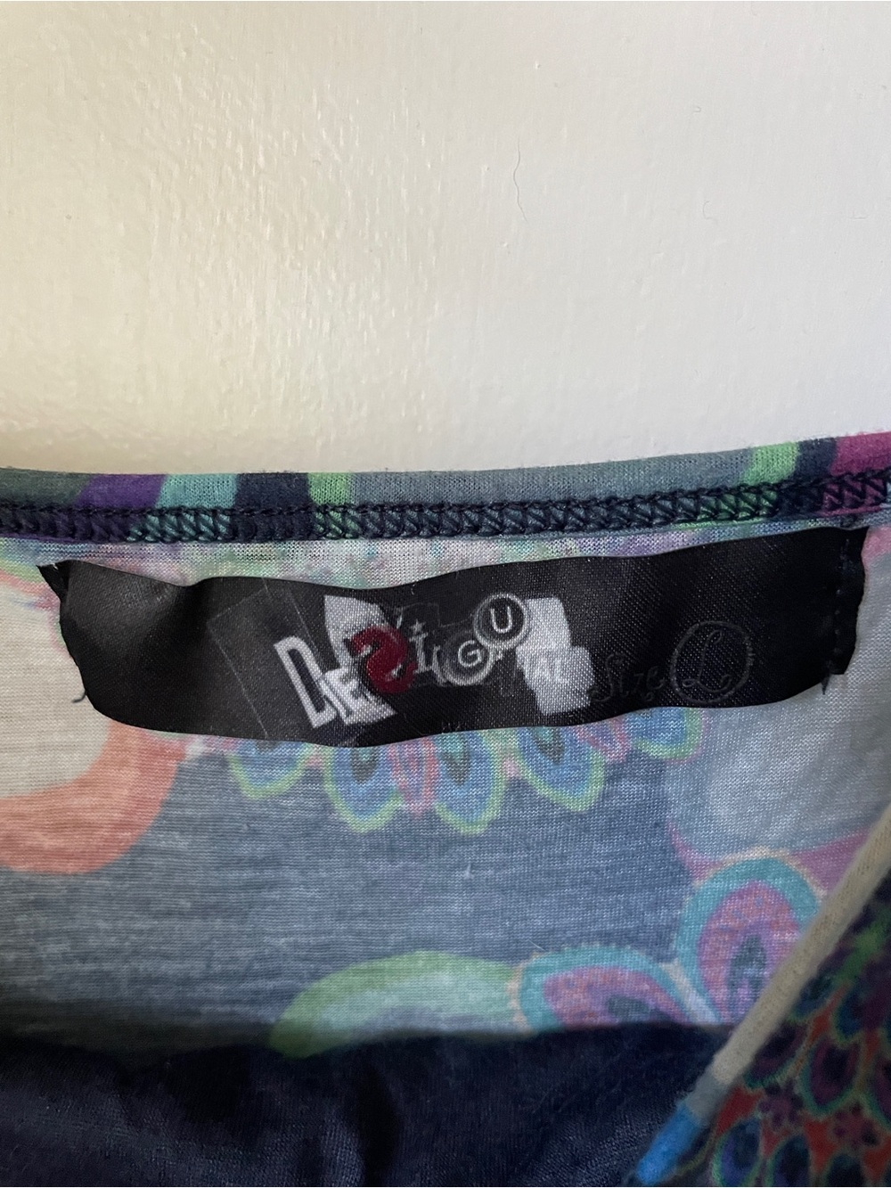 Desigual Women’s Navy Multicolor Printed Spaghetti Strap Tank Top - Picture 3 of 3